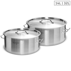 SOGA Stock Pot 14L 32L Top Grade Thick Stainless Steel Stockpot 18/10, home & living > kitchen & dining > cookware > stock & multi pots, , , , ,  - NZ DEPOT 1