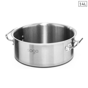 Soga Stock Pot 14L Top Grade Thick Stainless Steel Stockpot 1810 Without Lid Nz Depot - Nz Depot