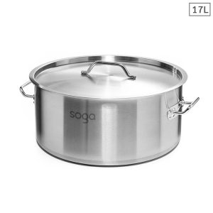 SOGA Stock Pot 17L Top Grade Thick Stainless Steel Stockpot 18/10, home & living > kitchen & dining > cookware > stock & multi pots, , , , ,  - NZ DEPOT 1