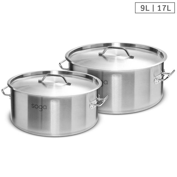 SOGA Stock Pot 9L 17L Top Grade Thick Stainless Steel Stockpot 18/10, home & living > kitchen & dining > cookware > stock & multi pots, , , , ,  - NZ DEPOT 1