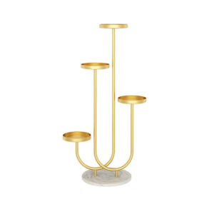 SOGA U Shaped Plant Stand Round Flower Pot Tray Living Room Balcony Display Gold Metal Decorative Shelf, Home & Living, Home Decor, Indoor Pots, Planters and Plant Stands, ,  - NZ DEPOT 1