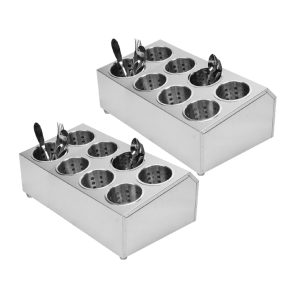 SOGA 2X 1810 Stainless Steel Commercial Conical Utensils Cutlery Holder with 8 Holes NZ DEPOT - NZ DEPOT