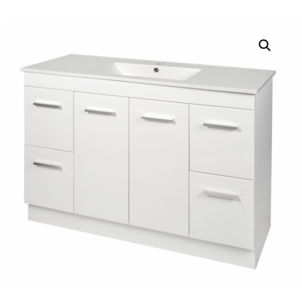 Vanity - Misty Series 1200F White - 100% Water Proof, Freestanding - Square Basin - Nz Depot