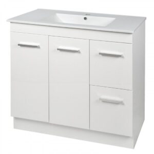 Vanity - Misty Series 900F Gloss White - 100% Water Proof, Freestanding - Square Basin - NZ DEPOT