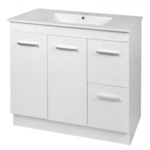 Buy Vanity - Misty Series 900F Gloss White - 100% Water Proof Online - Vanities - Freestanding - Square Basin - 1 - NZ Depot Delivery