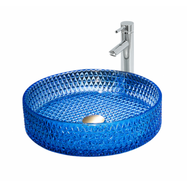 Modern Crystal Basin Wash Glass Sink - Blue, Counter Top Basin - NZ DEPOT