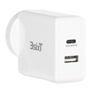 3sixT Wall Charger ANZ 30W USB-C PD + 2.4A - White - NZDEPOT