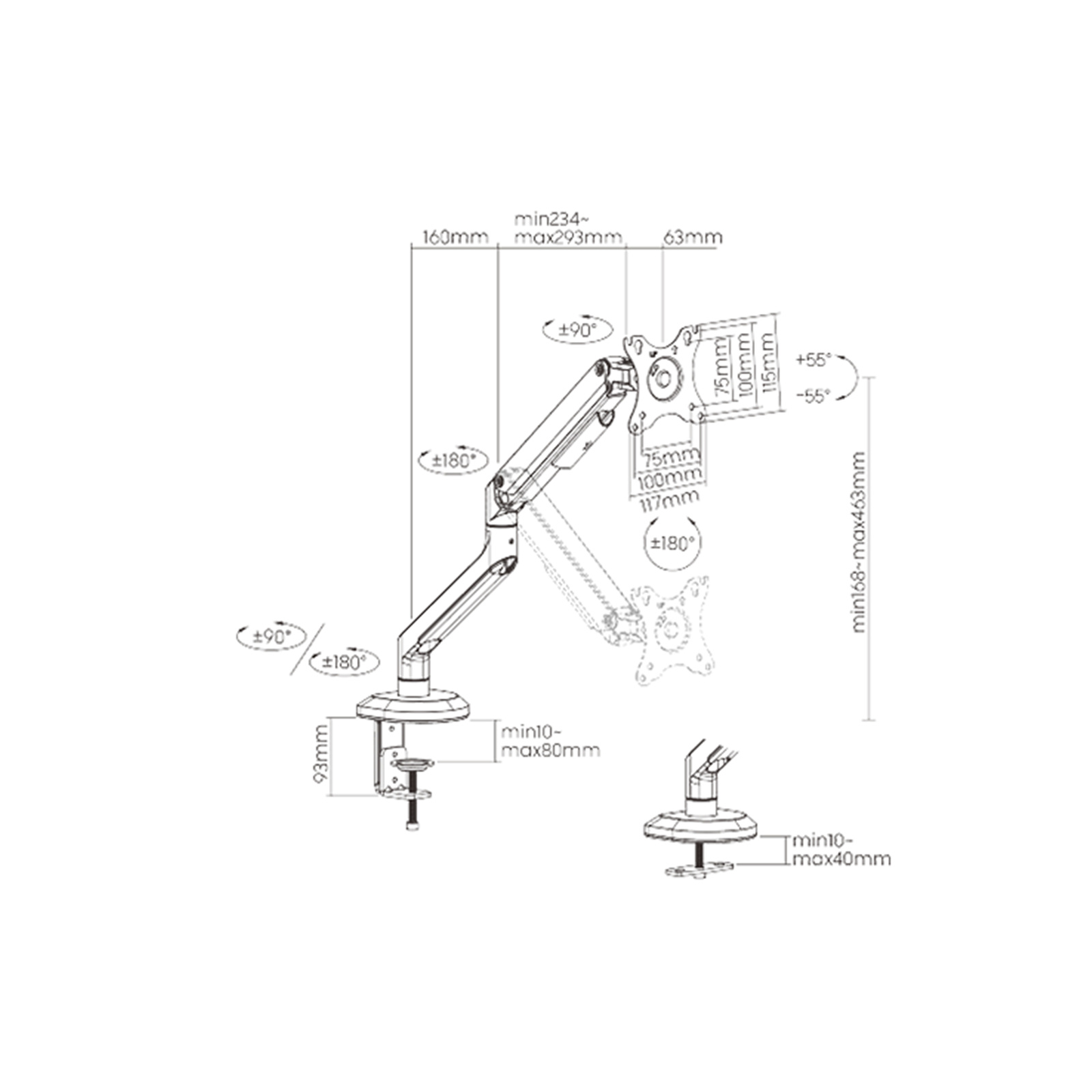 KONIC 17"32" Elemental Gaming Single Monitor Stand Weight Capacity 2