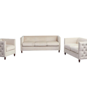 Abbey Sectional Sofa Set Velvet Beige -