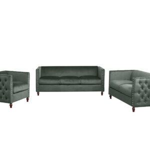 Abbey Sectional Sofa Set Velvet Green