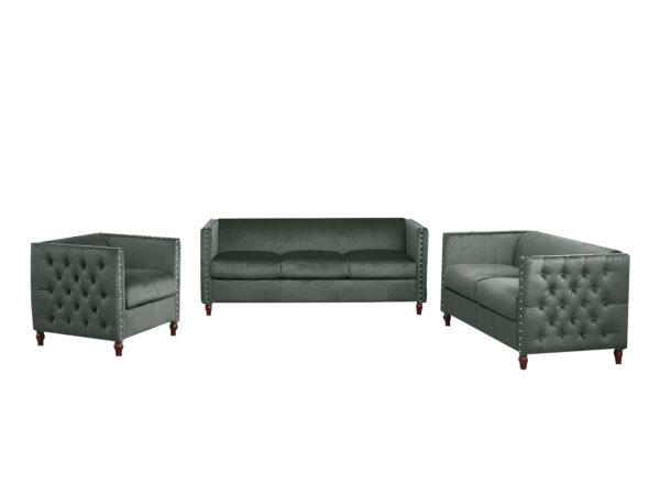 Abbey Sectional Sofa Set Velvet Green