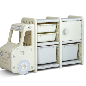 Car Shape Kids Toy Storage Shelf Set  2x2 White