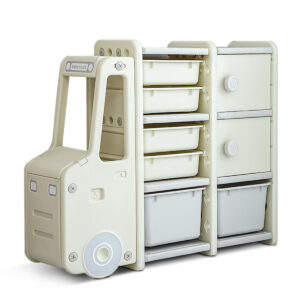 Car Shape Kids Toy Storage Shelf Set  2x3 White