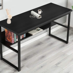 Coelsh Computer Desk with Bookshelf Black