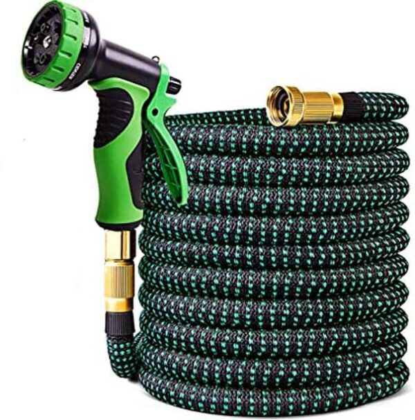 Expandable Garden HoseIncludes:- 10 Function Spray gun with Brass Connectors- Full Weave 2500D inside 3 layers of natural latex- Carry Bag