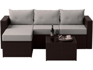 Glendon Outdoor Sofa Set Brown Grey Pr8985 Outdoor Furniture Nz Depot - Nz Depot