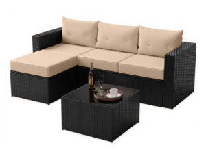 Glendon Sofa Set Black Beige Pr8983 Outdoor Furniture Nz Depot - Nz Depot