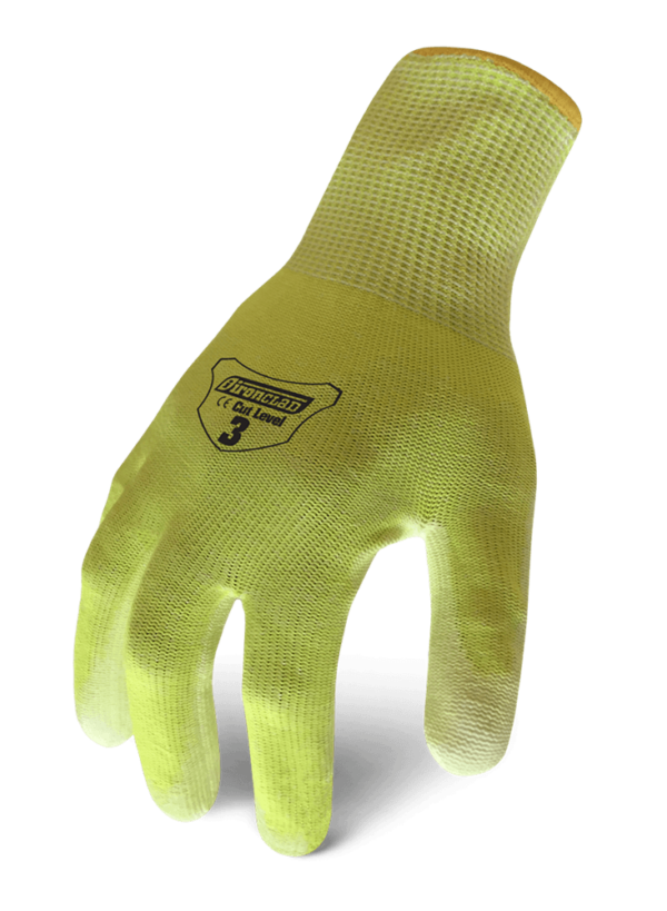 Ironclad Knit Cut 3 Hi-Vis Glove – 1 X Pair The Knit Cut 3 Is Ce En388 Level 3 With Polyurethane Dipped Palm In Hi-Vis Yellow! -En388: 2003 -Ansi Cut: A1 Best Uses: Tool Pushing