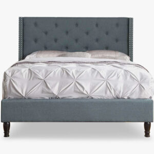 T New Lisbeth Fabric Bed Frame King Blue