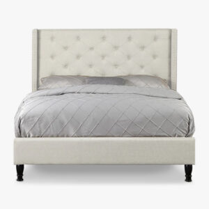 T New Lisbeth Fabric Bed Frame Queen Beige