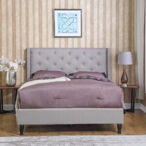 T New Lisbeth Fabric Bed Frame King Grey
