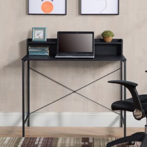 Metal Desk with Shelf Black