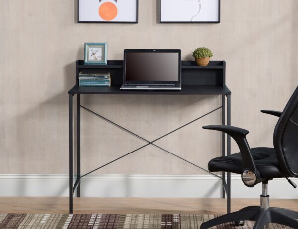 Metal Desk With Shelf Black