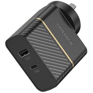 OtterBox 30W Dual Port Wall Charger - Black- Fast Charge USB-C (18W) and USB-A (12W) - NZDEPOT