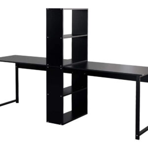 Practical Two-Person Desk With Bookshelf