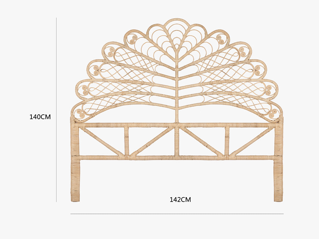 Rattan Bedhead Leaf Double Natural Headboards
