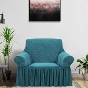 Buy SOGA 1-Seater Blue Sofa Cover with Ruffled Skirt Couch Protector High Stretch Lounge Slipcover Home Decor Online - Home & Living/Home Decor/Sofa Covers - 2 - NZ Depot Free Shipping