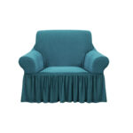 SOGA 1-Seater Blue Sofa Cover with Ruffled Skirt Couch Protector High Stretch Lounge Slipcover Home Decor, Home & Living>Home Decor>Sofa Covers, , , , ,  - NZ DEPOT 1