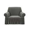 SOGA 1-Seater Grey Sofa Cover with Ruffled Skirt Couch Protector High Stretch Lounge Slipcover Home Decor, Home & Living>Home Decor>Sofa Covers, , , , ,  - NZ DEPOT 1