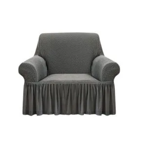 Buy SOGA 1-Seater Grey Sofa Cover with Ruffled Skirt Couch Protector High Stretch Lounge Slipcover Home Decor Online - Home & Living/Home Decor/Sofa Covers - 1 - NZ Depot Free Shipping