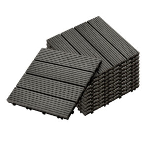 SOGA 11 pcs Grey DIY Wooden Composite Decking Tiles Garden Outdoor Backyard Flooring Home Decor, Garden, Tools & Hardware, Gardening & Lawn Care, Artificial Grass, , ,  - NZ DEPOT 1