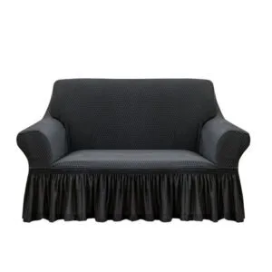 Buy SOGA 2-Seater Dark Grey Sofa Cover with Ruffled Skirt Couch Protector High Stretch Lounge Slipcover Home Decor Online - Home & Living/Home Decor/Sofa Covers - 1 - NZ Depot Free Shipping