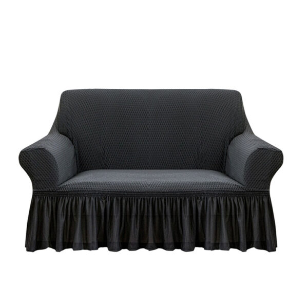 SOGA 2-Seater Dark Grey Sofa Cover with Ruffled Skirt Couch Protector High Stretch Lounge Slipcover Home Decor, Home & Living>Home Decor>Sofa Covers, , , , ,  - NZ DEPOT 1