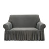 SOGA 2-Seater Grey Sofa Cover with Ruffled Skirt Couch Protector High Stretch Lounge Slipcover Home Decor, Home & Living>Home Decor>Sofa Covers, , , , , - NZ DEPOT 1