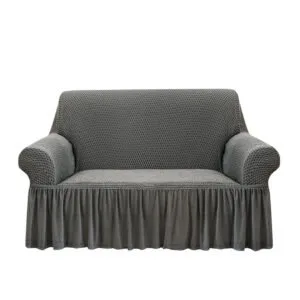 Buy SOGA 2-Seater Grey Sofa Cover with Ruffled Skirt Couch Protector High Stretch Lounge Slipcover Home Decor Online - Home & Living/Home Decor/Sofa Covers - 1 - NZ Depot Free Shipping
