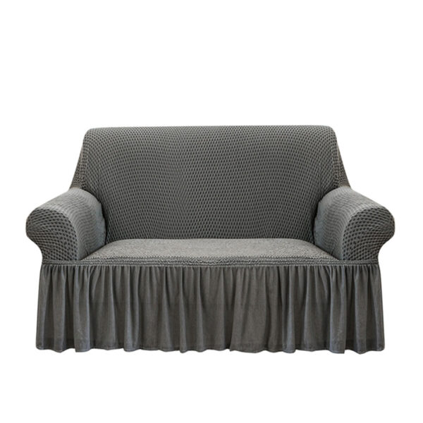 SOGA 2-Seater Grey Sofa Cover with Ruffled Skirt Couch Protector High Stretch Lounge Slipcover Home Decor, Home & Living>Home Decor>Sofa Covers, , , , ,  - NZ DEPOT 1
