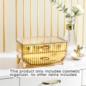 SOGA 2 Tier Golden Yellow Multifunctional Countertop Cosmetic Storage Makeup Skincare Holder Jewelry Cabinet Bathroom Desk Drawer Vanity Organiser, Home, Bathroom, Bathroom Accessories, Bathroom Storage, ,  - NZ DEPOT 2