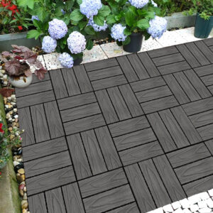 SOGA 2X 11 pcs Dark Grey DIY Wooden Composite Decking Tiles Garden Outdoor Backyard Flooring Home Decor, Garden, Tools & Hardware, Gardening & Lawn Care, Artificial Grass, , ,  - NZ DEPOT 2