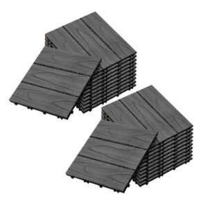 SOGA 2X 11 pcs Dark Grey DIY Wooden Composite Decking Tiles Garden Outdoor Backyard Flooring Home Decor, Garden, Tools & Hardware, Gardening & Lawn Care, Artificial Grass, , ,  - NZ DEPOT 1