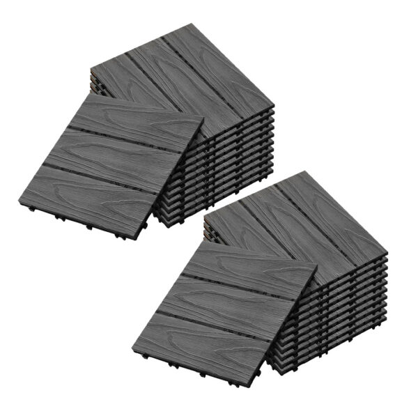 Soga 2X 11 Pcs Dark Grey Diy Wooden Composite Decking Tiles Garden Outdoor Backyard Flooring Home Decor, Garden, Tools &Amp; Hardware, Gardening &Amp; Lawn Care, Artificial Grass, , ,  - Nz Depot 1