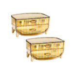 SOGA 2X 2 Tier Golden Yellow Multifunctional Countertop Cosmetic Storage Makeup Skincare Holder Jewelry Cabinet Bathroom Desk Drawer Vanity Organiser, Home>Bathroom>Bathroom Accessories>Bathroom Storage, , , , ,  - NZ DEPOT 1