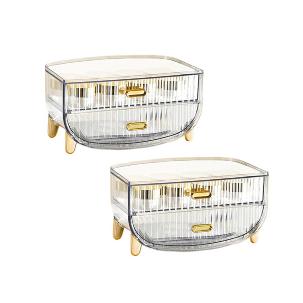 SOGA 2X 2 Tier Transparent Multifunctional Countertop Cosmetic Storage Makeup Skincare Holder Jewelry Cabinet Bathroom Desk Drawer Vanity Organiser, Home>Bathroom>Bathroom Accessories>Bathroom Storage, , , , ,  - NZ DEPOT 1