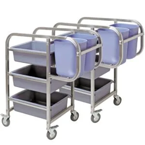 Buy SOGA 2X 3 Tier Food Trolley Food Waste Cart Five Buckets Kitchen Food Utility 82x43x92cm Square Online - Business & Industrial/Food Service/Food Service Carts - 1 - NZ Depot Free Shipping