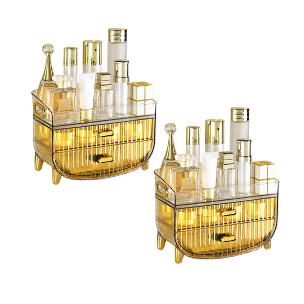 SOGA 2X 3 Tier Golden Yellow Multifunctional Countertop Cosmetic Storage Makeup Skincare Holder Jewelry Cabinet Bathroom Desk Drawer Vanity Organiser, Home>Bathroom>Bathroom Accessories>Bathroom Storage, , , , ,  - NZ DEPOT 1
