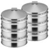 SOGA 2X 3 Tier Stainless Steel Steamers With Lid Work inside of Basket Pot Steamers 25cm, home & living > kitchen & dining > cookware > steamers, , , , ,  - NZ DEPOT 1