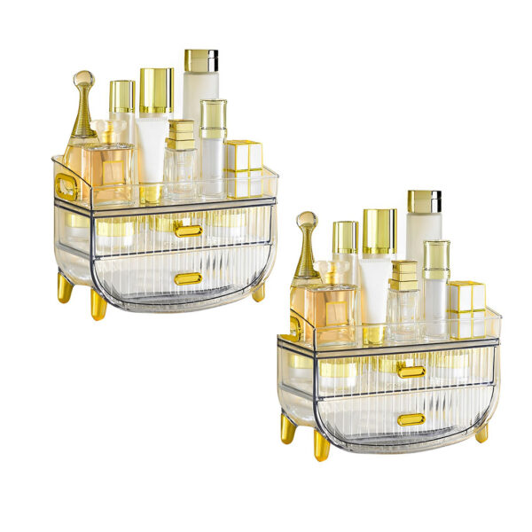 SOGA 2X 3 Tier Transparent Multifunctional Countertop Cosmetic Storage Makeup Skincare Holder Jewelry Cabinet Bathroom Desk Drawer Vanity Organiser, Home>Bathroom>Bathroom Accessories>Bathroom Storage, , , , ,  - NZ DEPOT 1
